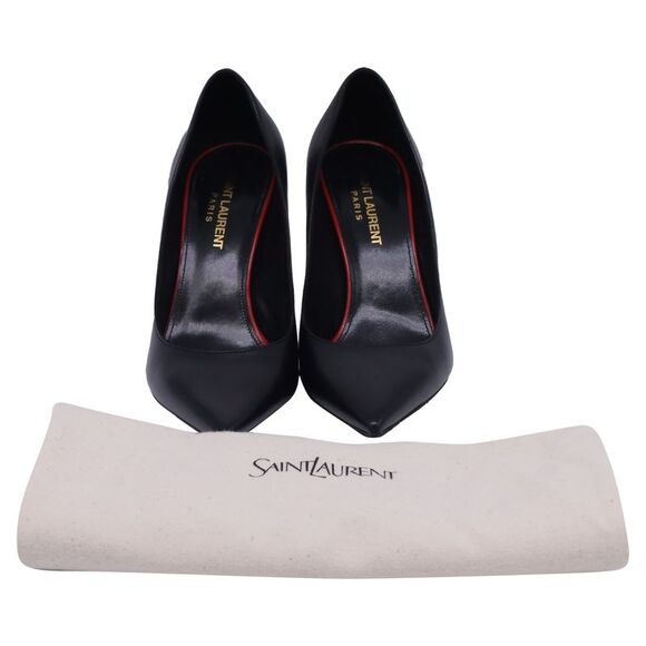 Saint Laurent Anja Pointed-Toe Pumps in Black Nappa Calf Leather - Picture 10 of 10